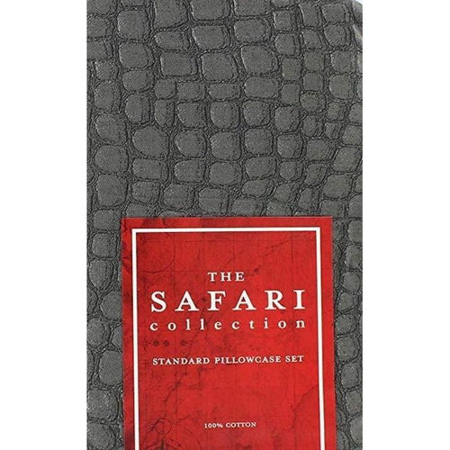 The Safari Collection 300 Thread Count 2 Standard Pillowcase Set - Grey - Croc