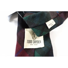 Load image into Gallery viewer, Todd Snyder USA Plaid Burgundy Green 3 inch width 100% Wool Neck Tie Mens
