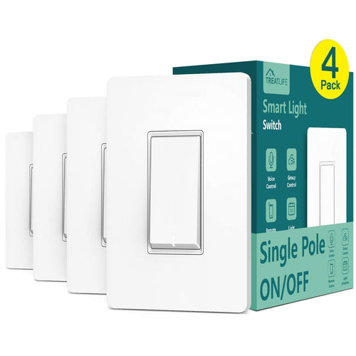 Treatlife 4-Pack Smart Single Pole Light Switches