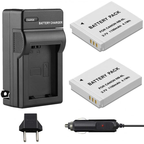 Two Pack Battery Charging Set For Canon NB-6L