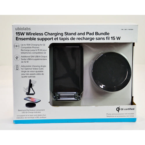 Ubiolabs 15W Wireless Charging Stand and Pad Bundle
