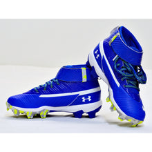 Load image into Gallery viewer, Under Armour Junior UA Harpor 3 Mid RM Cleats - Size 1 Youth - Blue-Liquidation Store
