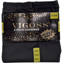 Load image into Gallery viewer, VIGOSS Girls&#39; 2-Pack Soft Cotton Stretch Leggings - S - Black
