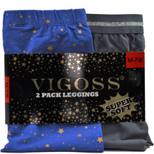 Load image into Gallery viewer, VIGOSS Girls&#39; 2-Pack Soft Cotton Stretch Leggings. Medium.
