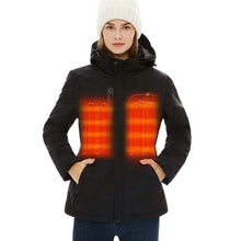 Load image into Gallery viewer, Venustas Women&#39;s Heated Jacket 5V With Detachable Hood XL - Black
