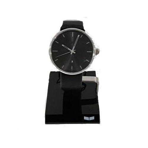 Vestal Unisex Black Leather Strap Watch 42mm