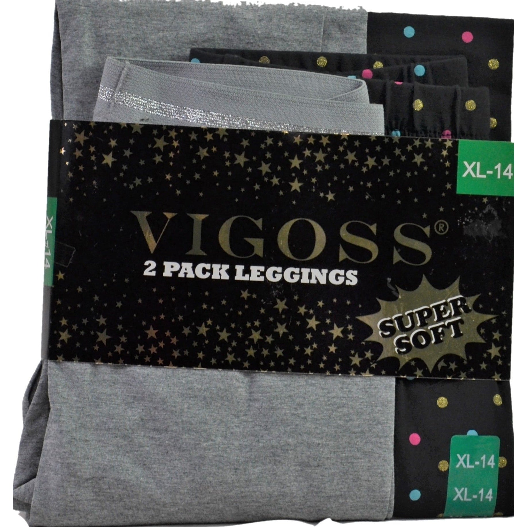 Vigoss Girl's 2 Pack Elastic Waistband Soft Cotton Leggings. Black/Gre –  Liquidation Nation