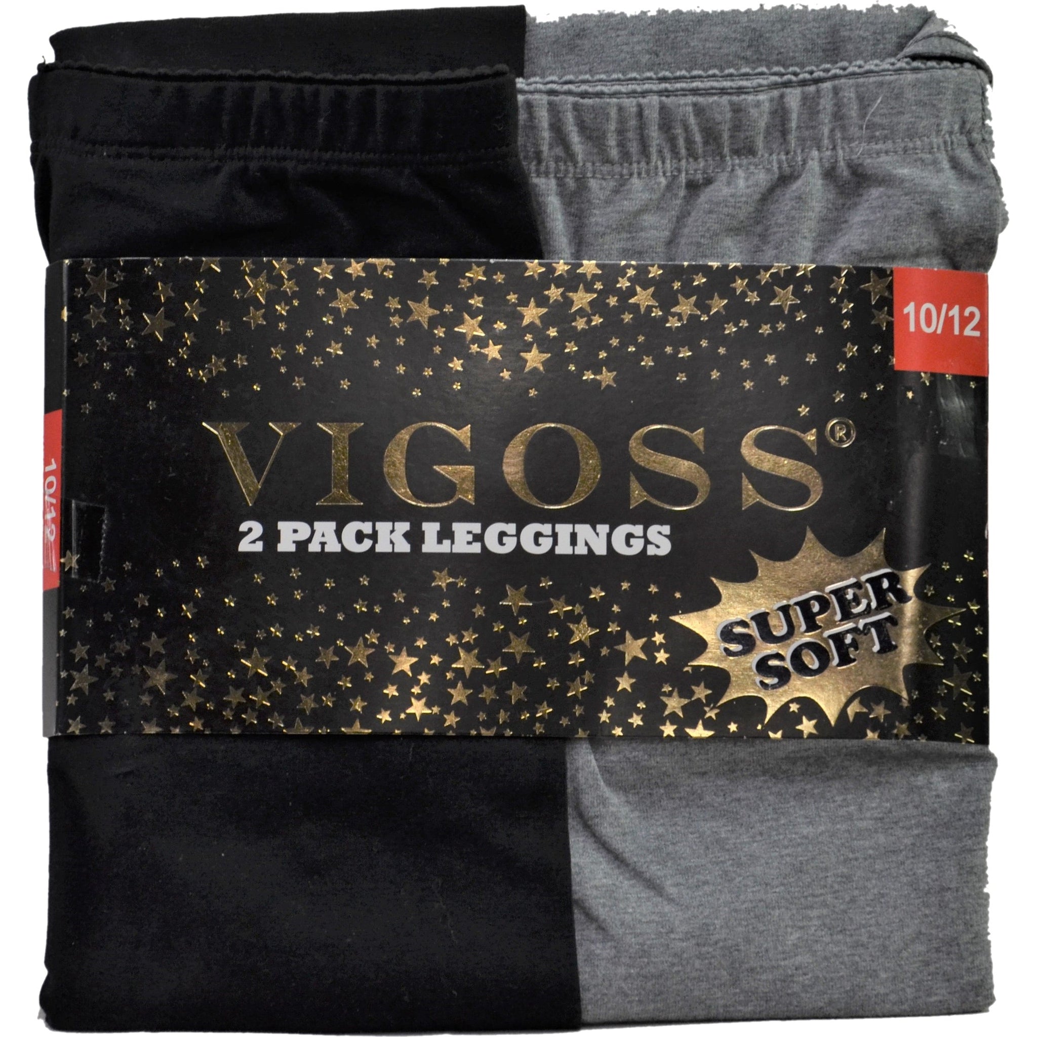 Vigoss Girl's 2 Pack Elastic Waistband Soft Cotton Leggings. Black/Gre –  Liquidation Nation