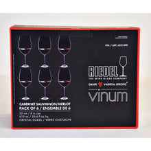 Load image into Gallery viewer, Vinum Cabernet Sauvignon/Merlot Wine Glasses - Set of 6
