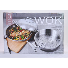 Load image into Gallery viewer, WOK w/ Steamer &amp; Lid Stainless Steel 3 Pcs
