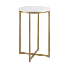 Load image into Gallery viewer, Walker Edison 16&#39;&#39; Round Marble Top End Table in Gold
