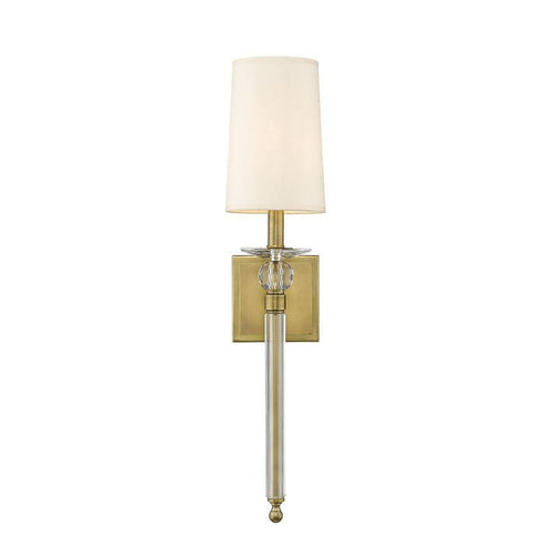 Z-Lite Wall Sconce, Rubbed Brass Finish & Beige Shade, 1 pc