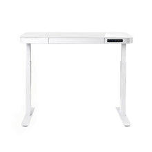 Load image into Gallery viewer, airLIFT Modern Height Adjustable Electric Glass Desk with Drawer, White
